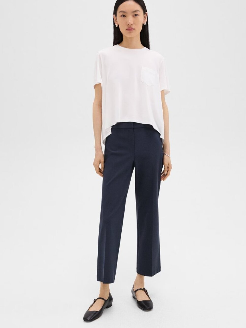 Theory Navy Bi-Stretch Twill Kick Flare Pants